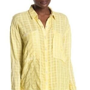 Free People Loveland Button Up Shirt Citron Yellow